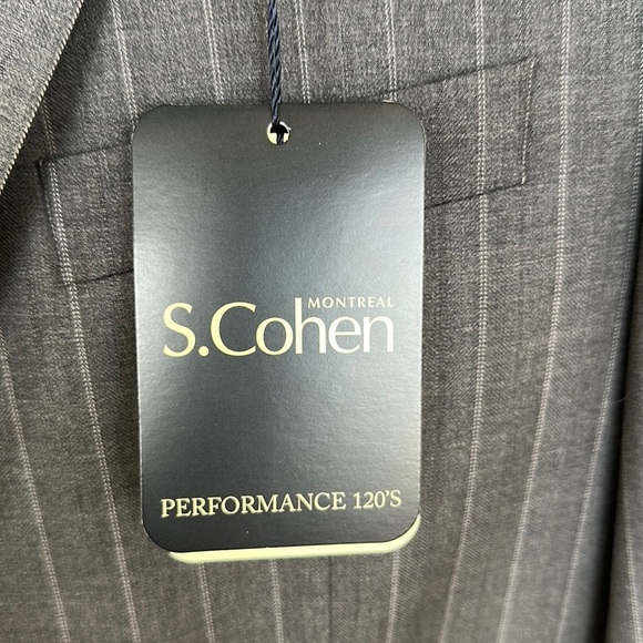 S. Cohen Gray Striped Wool Suit Jacket - Picture 2 of 7